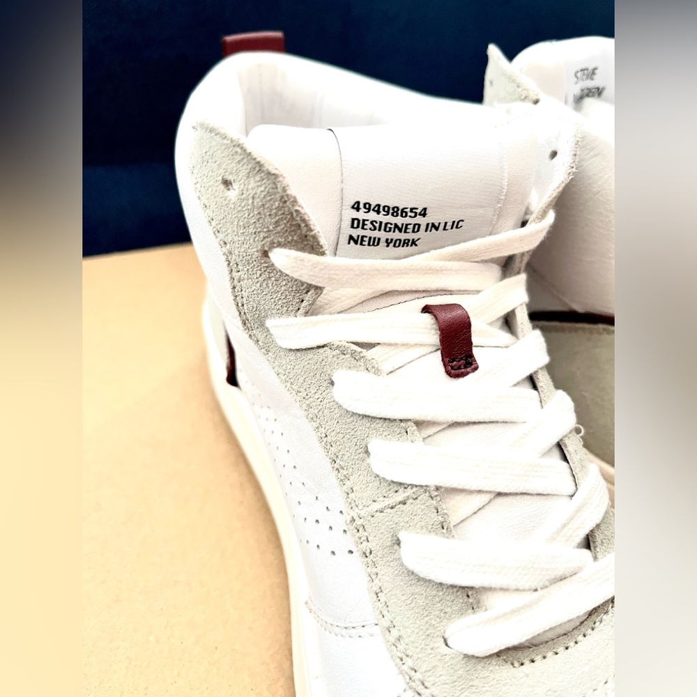 NEW Steve Madden Quality LEATHER Womens Sneakers Shoes White Burgundy size 6 - Picture 9 of 16